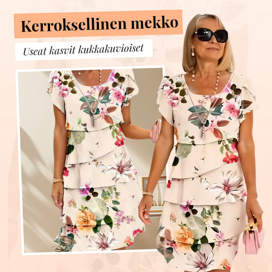 🌸 Viimeinen päivä! Erikoistarjous – 49 % ALENNUS 💃 Monikasvikuvioitu kukallinen kaskaadimekko