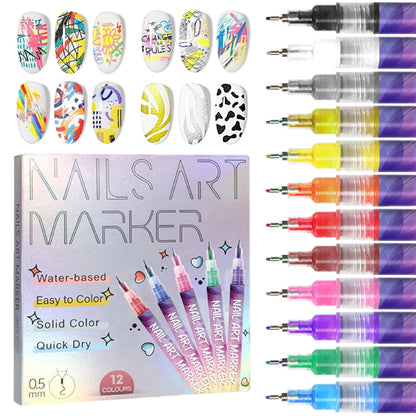 🎁HOT SALE 50% OFF⏳🎨12 värinen kynsitaiteen kynäsetti🔥