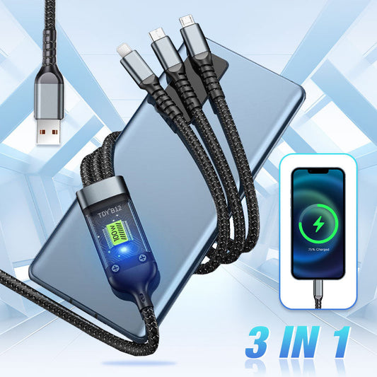💥Transparent lysemitterende 3-i-1-kabel for superrask lading