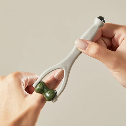 Luonnonkivinen Hierontasetti: Kaavinlauta, Sormiklipsi & Munanmuotoinen Hieroja