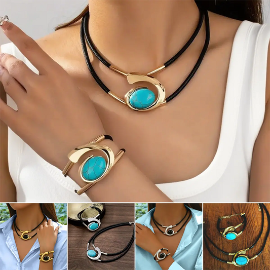 Vintage Boho kaulakoru & rannekoru sett