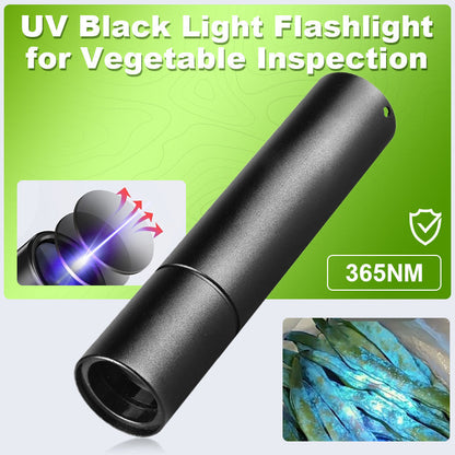 UV musta valon taskulamppu vihannesten tarkastamiseen