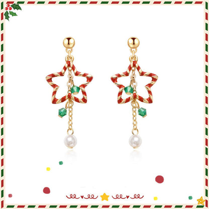 Suloiset jouluiset korvakorut tähtiriipuksella