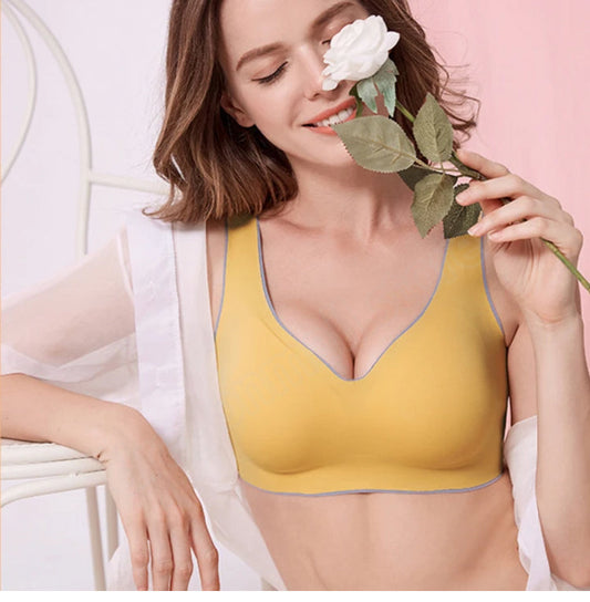 Latex seamless non-steel ring bra