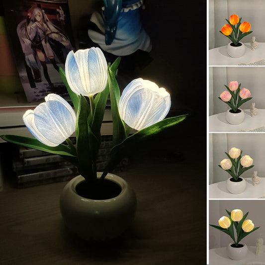 🔥LED-tulppaani-yövalo-kukkainen pöytävalaisin🌷✨