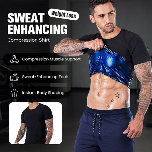 Miesten hikoilua tehostava kompressiopaita laihtumisee