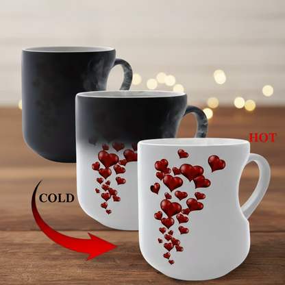 🥳2026 KUUMA ALE🥳💞50K+ MYYTY!✨ 💝Väriä vaihtava sydänkahvallinen keraaminen muki ystävänpäiväksi💖☕