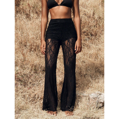 👖51 % ALENNUS!🌞Elegantit pitsiset leveälahkeiset housut korkealla vyötäröll