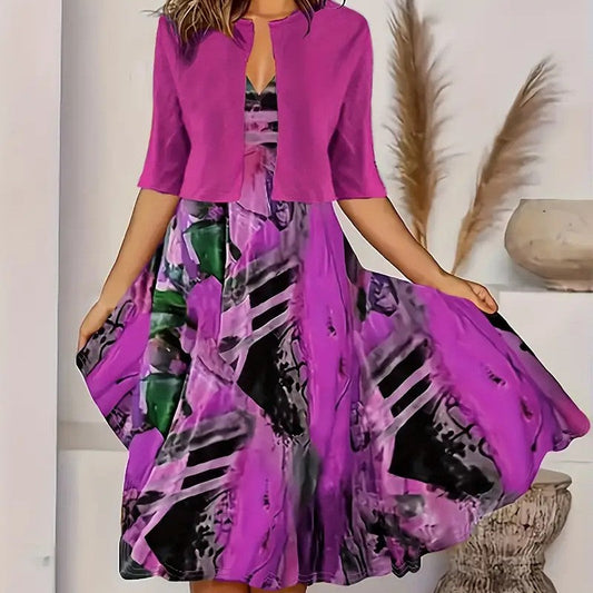 👗 50 %:n alennus! 🌿 Tyylikäs ja vartaloa hoikentava naisten kaksiosainen mekko – yhteensopiva yläosa ja hame, vartaloa hoikentava leikkaus ja tyylikäs ulkonäkö