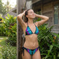 Värikäs perhoskuvioinen halterneck-bikinisett