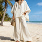 Women's V-Neck Batwing Sleeve Top & Wide-Leg Pants Set