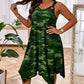 Naisten hihaton, epäsymmetrisellä helmalla varustettu camouflage-mekko