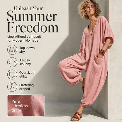 Naisten väljä istuva kesäjumpsuit, jossa on V-kaula-aukko